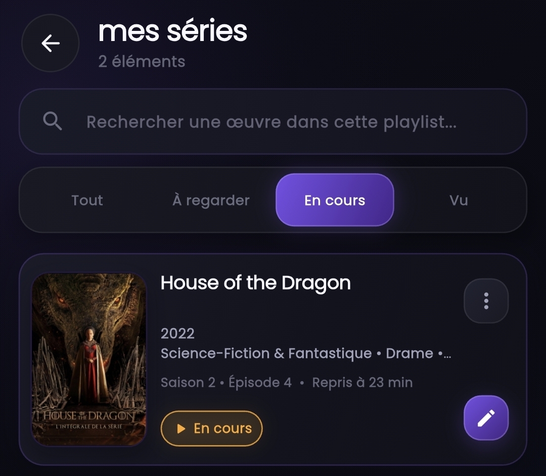 House of the Dragon en cours dans la playlist Mes séries